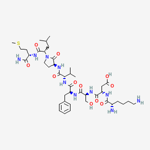 (3S)-4-[[(2S)-1-[[(2S)-1-[[(2S)-1-[[(3S)-1-[(2S)-1-[[(2S)-1-amino-4-methylsulfanyl-1-oxobutan-2-yl]amino]-4-methyl-1-oxopentan-2-yl]-2-oxopyrrolidin-3-yl]amino]-3-methyl-1-oxobutan-2-yl]amino]-1-oxo-3-phenylpropan-2-yl]amino]-3-hydroxy-1-oxopropan-2-yl]amino]-3-[[(2S)-2,6-diaminohexanoyl]amino]-4-oxobutanoic acid