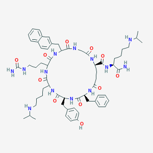 (2S)-2-{[(2S,5S,20R)-2-benzyl-11-[3-(carbamoylamino)propyl]-5-[(4-hydroxyphenyl)methyl]-8-[4-(isopropylamino)butyl]-14-(naphthalen-2-ylmethyl)-3,6,9,12,15,18,23-heptaoxo-1,4,7,10,13,16,19-heptaazacyclotricosan-20-yl]formamido}-6-(isopropylamino)hexanamide