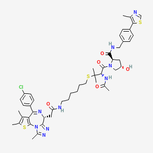 (2R,4S)-1-[(2S)-2-acetamido-3-[6-[[2-[(9R)-7-(4-chlorophenyl)-4,5,13-trimethyl-3-thia-1,8,11,12-tetrazatricyclo[8.3.0.02,6]trideca-2(6),4,7,10,12-pentaen-9-yl]acetyl]amino]hexylsulfanyl]-3-methylbutanoyl]-4-hydroxy-N-[[4-(4-methyl-1,3-thiazol-5-yl)phenyl]methyl]pyrrolidine-2-carboxamide