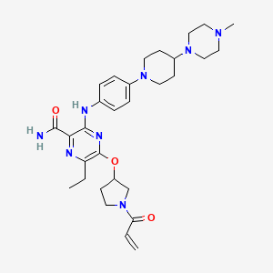 molecular formula C30H42N8O3 B11932678 6-Ethyl-3-({4-[4-(4-methylpiperazin-1-yl)piperidin-1-yl]phenyl}amino)-5-{[1-(prop-2-enoyl)pyrrolidin-3-yl]oxy}pyrazine-2-carboxamide 