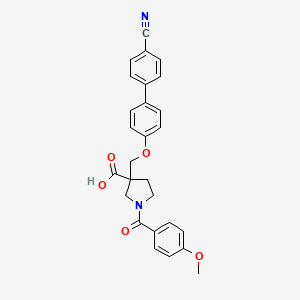 molecular formula C7H24N2O5 B1193272 3-[[4-(4-Cyanophenyl)phenoxy]methyl]-1-(4-methoxybenzoyl)pyrrolidine-3-carboxylic acid 