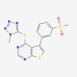 molecular formula C15H12N6O2S3 B1193298 5-(3-Methylsulfonylphenyl)-4-[(1-methyl-5-tetrazolyl)thio]thieno[2,3-d]pyrimidine 
