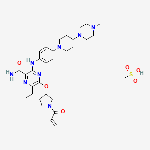 6-Ethyl-3-({4-[4-(4-methylpiperazin-1-yl)piperidin-1-yl]phenyl}amino)-5-{[1-(prop-2-enoyl)pyrrolidin-3-yl]oxy}pyrazine-2-carboxamide; methanesulfonic acid