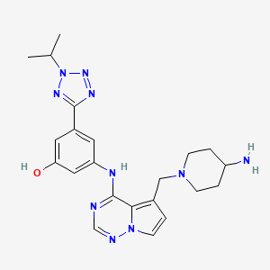 3-((5-((4-aminopiperidin-1-yl)methyl)pyrrolo[2,1-f][1,2,4]triazin-4-yl)amino)-5-(2-isopropyl-2H-tetrazol-5-yl)phenol