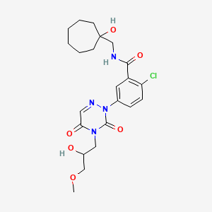 2-chloro-N-[(1-hydroxycycloheptyl)methyl]-5-[4-(2-hydroxy-3-methoxypropyl)-3,5-dioxo-1,2,4-triazin-2-yl]benzamide