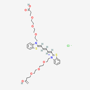 molecular formula C37H47ClN2O10S2 B1193361 3-[2-[2-[2-[(2Z)-2-[(2E,4E)-5-[3-[2-[2-[2-(3-hydroxybut-3-enoxy)ethoxy]ethoxy]ethyl]-1,3-benzothiazol-3-ium-2-yl]penta-2,4-dienylidene]-1,3-benzothiazol-3-yl]ethoxy]ethoxy]ethoxy]propanoic acid;chloride 