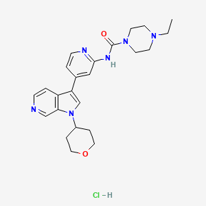 4-ethyl-N-[4-[1-(oxan-4-yl)pyrrolo[2,3-c]pyridin-3-yl]pyridin-2-yl]piperazine-1-carboxamide;hydrochloride