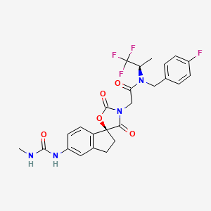 N-[(4-fluorophenyl)methyl]-2-[(3S)-6-(methylcarbamoylamino)-2',4'-dioxospiro[1,2-dihydroindene-3,5'-1,3-oxazolidine]-3'-yl]-N-[(2R)-1,1,1-trifluoropropan-2-yl]acetamide