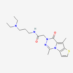 molecular formula C19H27N5O2S B1193381 N-(3-(二乙氨基)丙基)-2-(5,9-二甲基-8-氧代噻吩并[2',3':4,5]吡咯并[1,2-d][1,2,4]三嗪-7(8H)-基)乙酰胺 