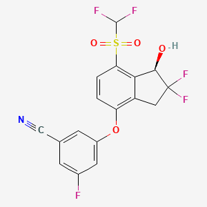 molecular formula C17H10F5NO4S B11933882 3-[[(1R)-7-(difluoromethylsulfonyl)-2,2-difluoro-1-hydroxy-1,3-dihydroinden-4-yl]oxy]-5-fluorobenzonitrile 