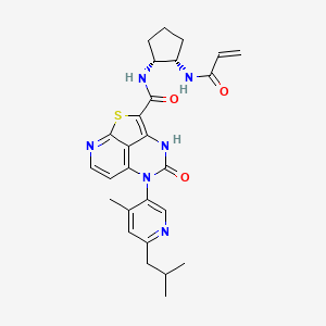 molecular formula C27H30N6O3S B11933986 7-[4-methyl-6-(2-methylpropyl)pyridin-3-yl]-6-oxo-N-[(1R,2S)-2-(prop-2-enoylamino)cyclopentyl]-2-thia-5,7,11-triazatricyclo[6.3.1.04,12]dodeca-1(11),3,8(12),9-tetraene-3-carboxamide 