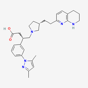 molecular formula C29H37N5O2 B11933988 (3s)-3-(3-(3,5-Dimethyl pyrazol-1-yl)phenyl)-4-((3s)-3-(2-(5,6,7,8-tetrahydro-1,8-naphthyridin-2-yl)ethyl)pyrrolidin-1-yl)butanoic acid 