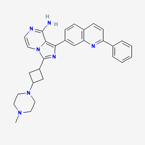 molecular formula C30H31N7 B1193415 3-[顺-3-(4-甲基哌嗪-1-基)环丁基]-1-(2-苯基喹啉-7-基)咪唑并[1,5-a]吡嗪-8-胺 