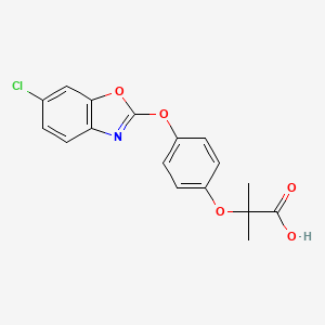 2-[4-[(6-Chloro-1,3-benzoxazol-2-yl)oxy]phenoxy]-2-methylpropanoic acid