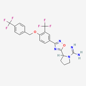 molecular formula C22H19F6N5O2 B1193493 (2S)-2-[3-[3-(三氟甲基)-4-[[4-(三氟甲基)苯基]甲氧基]苯基]-1,2,4-恶二唑-5-基]吡咯烷-1-甲酰胺 