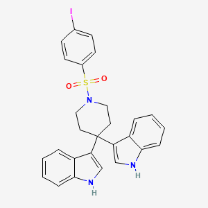 molecular formula C27H24IN3O2S B1193509 3,3'-(1-(4-Iodophenylsulfonyl)piperidine-4,4-diyl)bis(1H-indole) 