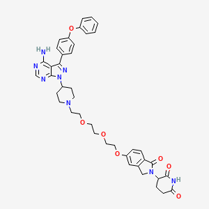 molecular formula C41H42N8O8 B1193512 3-[6-[2-[2-[2-[4-[4-amino-3-(4-phenoxyphenyl)pyrazolo[3,4-d]pyrimidin-1-yl]piperidin-1-yl]ethoxy]ethoxy]ethoxy]-3-oxo-1H-isoindol-2-yl]piperidine-2,6-dione 
