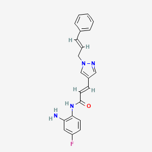 molecular formula C21H19FN4O B1193544 (E)-N-(2-氨基-4-氟苯基)-3-(1-肉桂酰基-1H-吡唑-4-基)丙烯酰胺 CAS No. 1357389-11-7