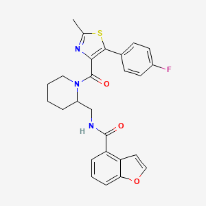 N-[[1-[5-(4-fluorophenyl)-2-methyl-1,3-thiazole-4-carbonyl]piperidin-2-yl]methyl]-1-benzofuran-4-carboxamide