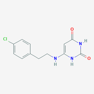 molecular formula C12H12ClN3O2 B1193547 6-[2-(4-氯苯基)乙基氨基]-1H-嘧啶-2,4-二酮 