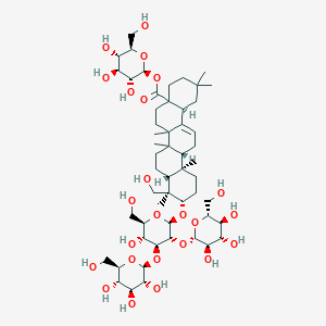 [(2S,3R,4S,5S,6R)-3,4,5-trihydroxy-6-(hydroxymethyl)oxan-2-yl] (6aR,8aR,9R,10S,12aR,14bS)-10-[(2R,3R,4S,5R,6R)-5-hydroxy-6-(hydroxymethyl)-3,4-bis[[(2S,3R,4S,5S,6R)-3,4,5-trihydroxy-6-(hydroxymethyl)oxan-2-yl]oxy]oxan-2-yl]oxy-9-(hydroxymethyl)-2,2,6a,6b,9,12a-hexamethyl-1,3,4,5,6,6a,7,8,8a,10,11,12,13,14b-tetradecahydropicene-4a-carboxylate