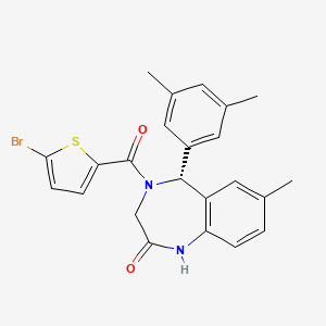 molecular formula C23H21BrN2O2S B1193587 (5R)-4-(5-溴噻吩-2-羰基)-5-(3,5-二甲苯基)-7-甲基-1,3,4,5-四氢-2H-1,4-苯并二氮杂卓-2-酮 
