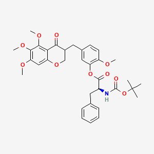 molecular formula C34H39NO10 B1193597 2-methoxy-5-[(5,6,7-trimethoxy-4-oxo-3,4-dihydro-2H-chromen-3-yl)methyl]phenyl (2S)-2-[(tert-butoxycarbonyl)amino]-3-phenylpropanoate 