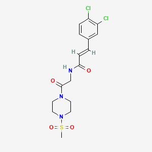 molecular formula C16H19Cl2N3O4S B1193613 (E)-3-(3,4-二氯苯基)-N-[2-(4-甲磺酰基哌嗪-1-基)-2-氧代乙基]丙-2-烯酰胺 