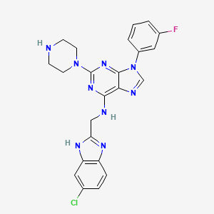 N-[(6-chloro-1H-benzimidazol-2-yl)methyl]-9-(3-fluorophenyl)-2-piperazin-1-ylpurin-6-amine