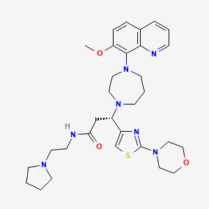 molecular formula C31H43N7O3S B11936649 (S)-3-(4-(7-Methoxyquinolin-8-yl)-1,4-diazepan-1-yl)-3-(2-morpholinothiazol-4-yl)-N-(2-(pyrrolidin-1-yl)ethyl)propanamide 