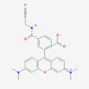 molecular formula C28H25N3O4 B1193682 TAMRA alkyne, 6-isomer 