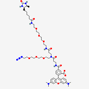 molecular formula C57H81N11O14 B1193683 TAMRA-Azide-PEG-Desthiobiotin 