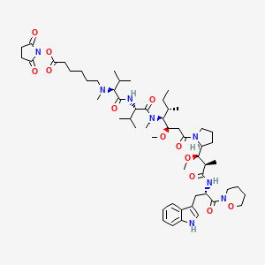 (2,5-dioxopyrrolidin-1-yl) 6-[[(2S)-1-[[(2S)-1-[[(3R,4S,5S)-1-[(2S)-2-[(1R,2R)-3-[[(2S)-3-(1H-indol-3-yl)-1-(oxazinan-2-yl)-1-oxopropan-2-yl]amino]-1-methoxy-2-methyl-3-oxopropyl]pyrrolidin-1-yl]-3-methoxy-5-methyl-1-oxoheptan-4-yl]-methylamino]-3-methyl-1-oxobutan-2-yl]amino]-3-methyl-1-oxobutan-2-yl]-methylamino]hexanoate