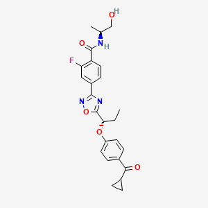 molecular formula C25H26FN3O5 B11937667 4-[5-[(1S)-1-[4-(cyclopropanecarbonyl)phenoxy]propyl]-1,2,4-oxadiazol-3-yl]-2-fluoro-N-[(2S)-1-hydroxypropan-2-yl]benzamide 