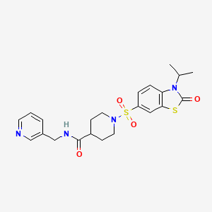 molecular formula C22H26N4O4S2 B1193771 N-丁基-1-{4-[(4-氯苯甲酰)氨基]苯甲酰}哌啶-3-甲酰胺 