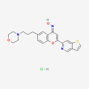 (NZ)-N-[6-(3-morpholin-4-ylpropyl)-2-thieno[3,2-c]pyridin-6-ylchromen-4-ylidene]hydroxylamine;hydrochloride