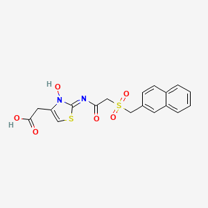 2-[3-Hydroxy-2-[2-(naphthalen-2-ylmethylsulfonyl)acetyl]imino-1,3-thiazol-4-yl]acetic acid