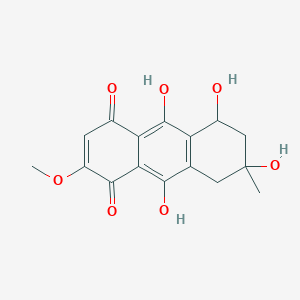 molecular formula C16H16O7 B1193931 5,7,9,10-tetrahydroxy-2-methoxy-7-methyl-6,8-dihydro-5H-anthracene-1,4-dione 