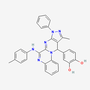 4-(10-Methyl-8-phenyl-6-p-tolylamino-8,11-dihydro-5,7,8,9,11a-pentaaza-cyclopenta[b]phenanthren-11-yl)-benzene-1,2-diol