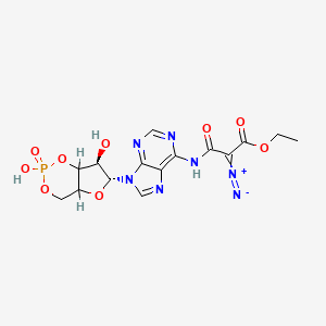 B1193978 N(6)-(Ethyl-2-diazomalonyl)adenosine 3'-5'-cyclic monophosphate CAS No. 33904-28-8