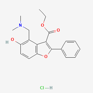 molecular formula C20H22ClNO4 B1194003 盐酸 4-[(二甲氨基)甲基]-5-羟基-2-苯基-1-苯并呋喃-3-羧酸乙酯 CAS No. 51771-50-7