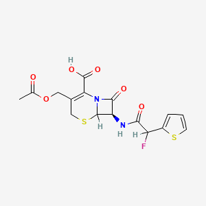 molecular formula C16H15FN2O6S2 B1194017 7(alpha-Fluoro-2-thienylacetamido)cephalosporanic acid CAS No. 94788-69-9