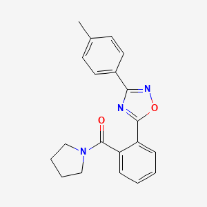 molecular formula C20H19N3O2 B1194069 [2-[3-(4-Methylphenyl)-1,2,4-oxadiazol-5-yl]phenyl]-(1-pyrrolidinyl)methanone 