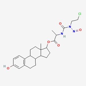 B1194101 (3-Hydroxy-13-methyl-6,7,8,9,11,12,14,15,16,17-decahydrocyclopenta[a]phenanthren-17-yl) 2-[[2-chloroethyl(nitroso)carbamoyl]amino]propanoate CAS No. 93398-55-1