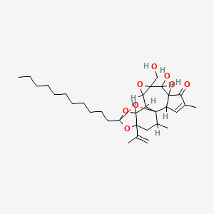 B1194142 6,7-Dihydroxy-8-(hydroxymethyl)-4,18-dimethyl-16-prop-1-en-2-yl-14-undecyl-9,13,15,19-tetraoxahexacyclo[12.4.1.01,11.02,6.08,10.012,16]nonadec-3-en-5-one CAS No. 66583-55-9