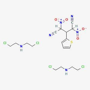B1194144 Pentanedinitrile, 2,4-dinitro-3-(2-thienyl)-, compd. with 2-chloro-N-(2-chloroethyl)ethanamine (1:2) CAS No. 84344-32-1