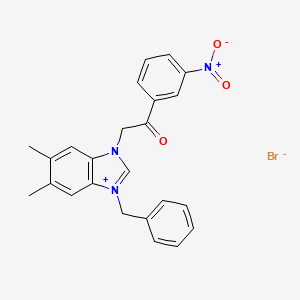 3-Benzyl-5,6-dimethyl-1-(2-(3-nitrophenyl)-2-oxoethyl)-3H-benzimidazol-1-ium bromide