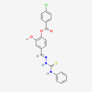 molecular formula C22H18ClN3O3S B11941619 4-(2-(Anilinocarbothioyl)carbohydrazonoyl)-2-methoxyphenyl 4-chlorobenzoate CAS No. 350844-44-9