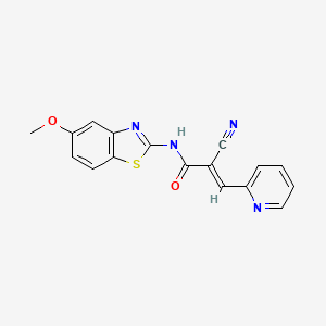 molecular formula C17H12N4O2S B11941699 2-Cyano-N-(5-methoxy-1,3-benzothiazol-2-YL)-3-(2-pyridinyl)-2-propenamide CAS No. 853356-28-2