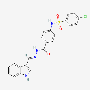 molecular formula C22H17ClN4O3S B11941872 N-(4-(2-((1H-Indol-3-yl)methylene)hydrazinecarbonyl)phenyl)-4-chlorobenzenesulfonamide CAS No. 882046-76-6